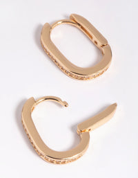 Gold Cubic Zirconia Oval Huggie Hoop Earrings - link has visual effect only