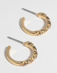 Gold Plated Diamante Twisted Hoop Earrings - link has visual effect only