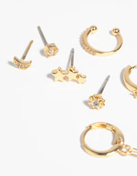 Gold Plated Celestial Stud Earring Pack - link has visual effect only