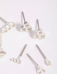 Silver Cubic Zirconia Round Stud Earring 7-Pack - link has visual effect only