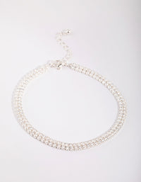 Silver Cubic Zirconia Layered Anklet - link has visual effect only