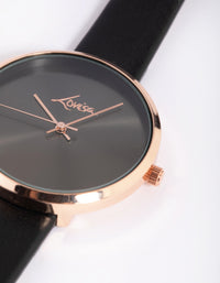 Rose Gold PU Strap Watch - link has visual effect only