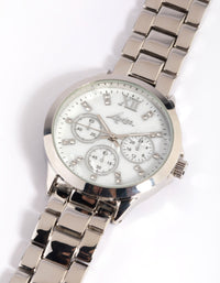 Silver Marble Diamante Watch - link has visual effect only