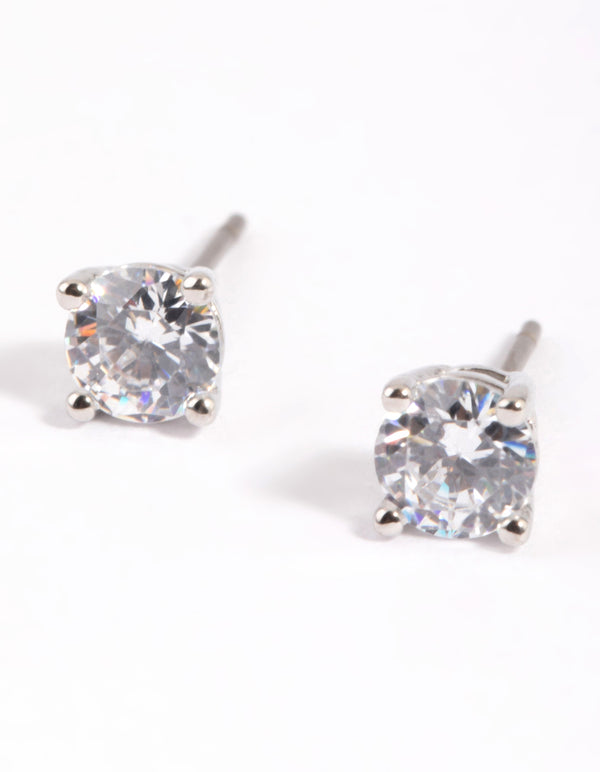 Rhodium Cubic Zirconia Stud Earrings