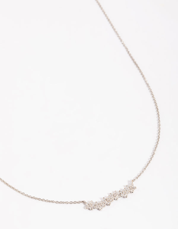 Silver Flower Cluster Crawler Necklace