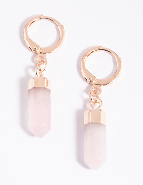 Rose Quartz Huggie Hoop Earrings