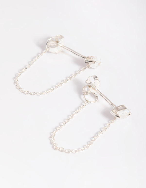 Sterling Silver Chain Stud Earrings