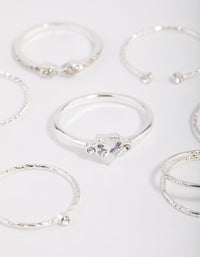 Silver Dainty Diamante & Pearl Ring Pack - link has visual effect only