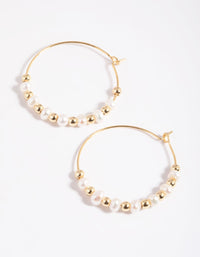 Gold Plated Pearl Hoop Earrings - link has visual effect only