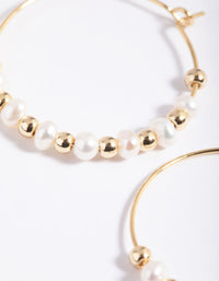 Gold Plated Pearl Hoop Earrings - link has visual effect only