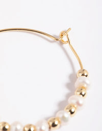 Gold Plated Pearl Hoop Earrings - link has visual effect only