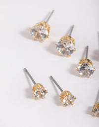 Gold Plated Brass Cubic Zirconia Ascending Earring Stack 8-Pack - link has visual effect only