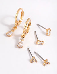 Gold Plated Brass Pear Cubic Zirconia Huggie Hoop Earrings - link has visual effect only