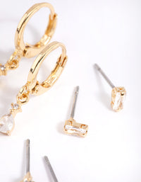 Gold Plated Brass Pear Cubic Zirconia Huggie Hoop Earrings - link has visual effect only