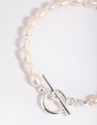 Silver Plated Pearl Fob Bracelet - link has visual effect only