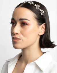 Rhodium Diamante Leaf Cluster Headband - link has visual effect only