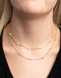 Gold Plated Freshwater Pearl Layered Necklace - link has visual effect only