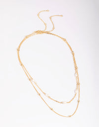 Gold Plated Freshwater Pearl Layered Necklace - link has visual effect only