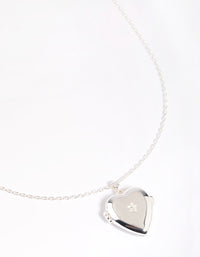 Silver Plated Cubic Zirconia Heart Locket Necklace - link has visual effect only