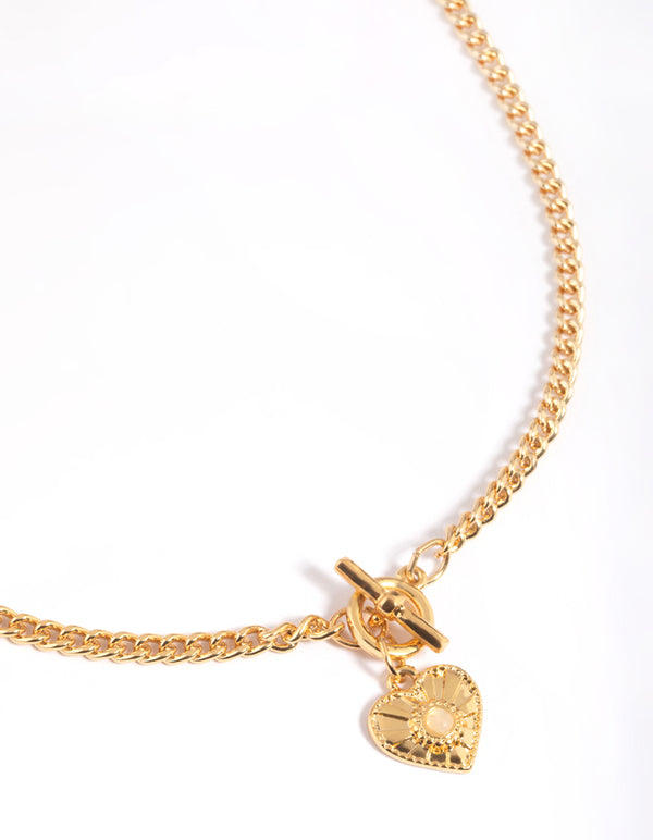 Gold Plated Heart Fob Necklace