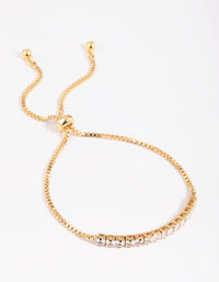 Gold Plated Cubic Zirconia Box Chain Toggle Tennis Bracelet - link has visual effect only