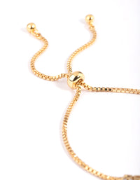 Gold Plated Cubic Zirconia Box Chain Toggle Tennis Bracelet - link has visual effect only