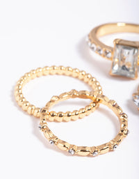 Gold Plated Diamante Shape Ring Stack 5-Pack - link has visual effect only