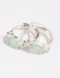 Green Amazonite & Diamante Huggie Hoop Earrings - link has visual effect only