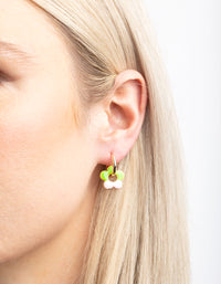 Green Daisy Huggie Hoop Earrings - link has visual effect only