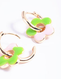 Green Daisy Huggie Hoop Earrings - link has visual effect only