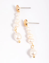 Gold Plated Freshwater Pearl Drop Earrings - link has visual effect only