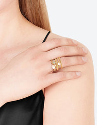 Gold Plated Pearl Pretty Ring Stack 5-Pack - link has visual effect only