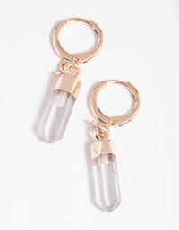 Clear Quartz Huggie Hoop Earrings - link has visual effect only