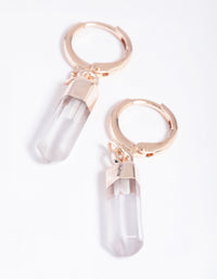 Clear Quartz Huggie Hoop Earrings - link has visual effect only