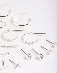 Silver Celestial Stud & Hoop Earring 8-Pack - link has visual effect only