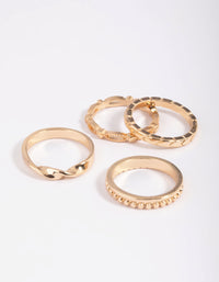 Gold Textured Ring Stack 4-Pack - link has visual effect only