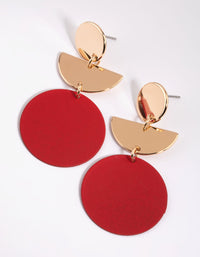 Red Geometric Disc Drop Earrings - link has visual effect only