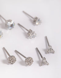 Silver Cubic Zirconia Pave Stud Earring 6-Pack - link has visual effect only