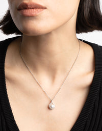 Silver Pearl & Cubic Zirconia Pendant Necklace - link has visual effect only