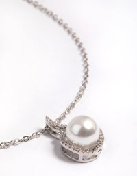 Silver Pearl & Cubic Zirconia Pendant Necklace - link has visual effect only