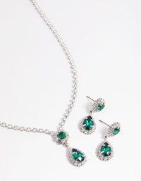 Silver Pear Pendant Necklace & Earrings Set - link has visual effect only