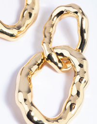 Gold Plated Molten Link Drop Earrings - link has visual effect only