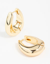 Gold Plated Chunky Oval Huggie Hoop Earrings - link has visual effect only