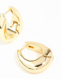 Gold Plated Chunky Oval Huggie Hoop Earrings - link has visual effect only