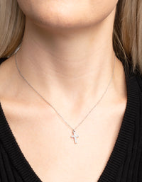 Waterproof Waterproof Stainless Steel Cubic Zirconia Cross Necklace - link has visual effect only