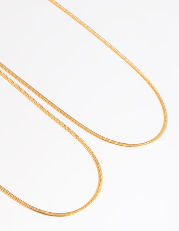 Gold Plated Stainless Steel Fine Chain Layered Necklace