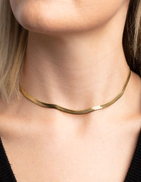 Waterproof Gold Plated Stainless Steel Herringbone Necklace - link has visual effect only