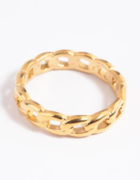 Waterproof Gold Plated Stainless Steel Chain Ring - link has visual effect only