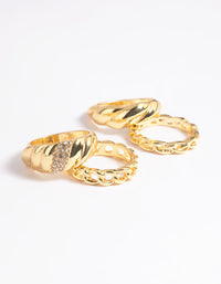 Gold Plated Croissant Ring 4-Pack - link has visual effect only