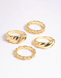 Gold Plated Croissant Ring 4-Pack - link has visual effect only